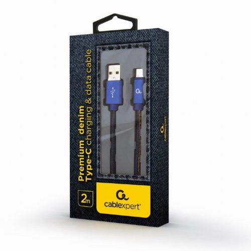 Gembird CC-USB2J-AMCM-2M-BL Premium jeans (denim) Type-C USB cable with metal connectors 2m Blue