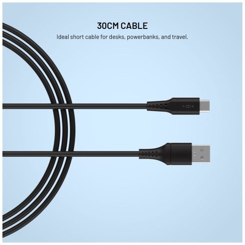 FIXED USB 2.0 hajlékony szilikon kábel USB-C/USB-C 0,3m, fekete