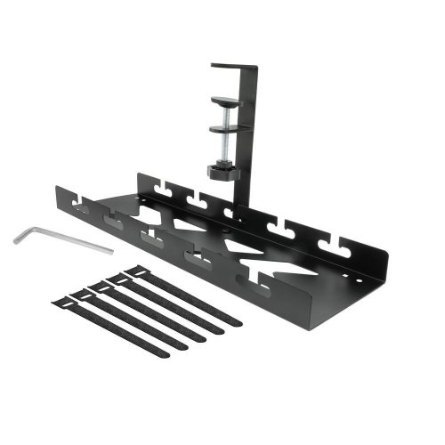 ACT Under-desk cable management tray with clamp mount 40cm Black
