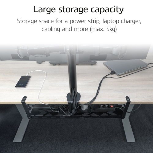 ACT Under-desk extendable cable management tray with clamp mount 43 - 72cm Black