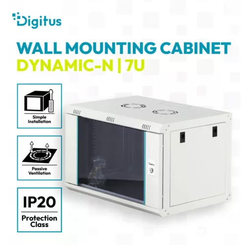 Digitus Dynamic DN-37100 19" 7U Falra szerelhető Rackszekrény Grey