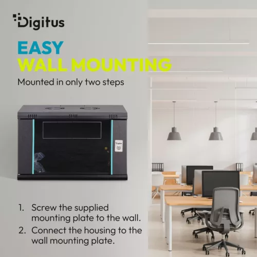 Digitus Dynamic DN-37101 19" 7U Falra szerelhető Rackszekrény Black