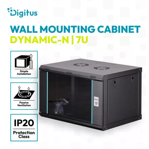 Digitus Dynamic DN-37101 19" 7U Falra szerelhető Rackszekrény Black