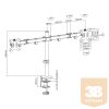 SBOX LCD-352/2 Asztali dupla monitor tartó konzol, dönthető, forgatható, 13"-32", 100x100, max 10 kg