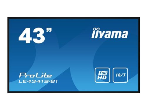 IIYAMA LE4341S-B1 43inch 1920x1080 IPS panel Landscape mode Speakers 2x 10W VGA 3x HDMI 350cd/m Media Play USB Port Control