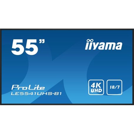 iiyama Prolite 18/7 IPS LFD 54.6" LE5541UHS-B1, 3840x2160, 16:9, 350cd/m2, 8ms, VGA/HDMI/USB/Ethernet, hangszóró