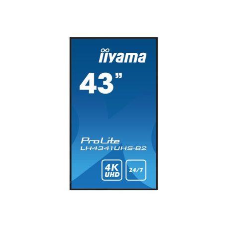 IIYAMA LH4341UHS-B2 43inch 3840x2160 4K UHD IPS panel 1precent Haze Landscape and Portrait mode Speakers 2x 10W VGA 3x HDMI 500cd/m2