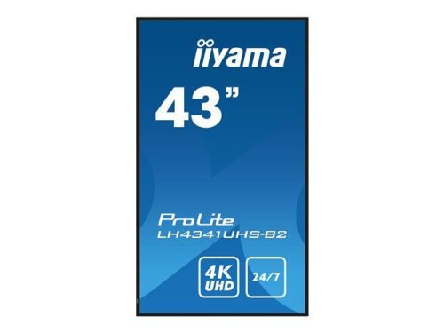 IIYAMA LH4341UHS-B2 43inch 3840x2160 4K UHD IPS panel 1precent Haze Landscape and Portrait mode Speakers 2x 10W VGA 3x HDMI 500cd/m2