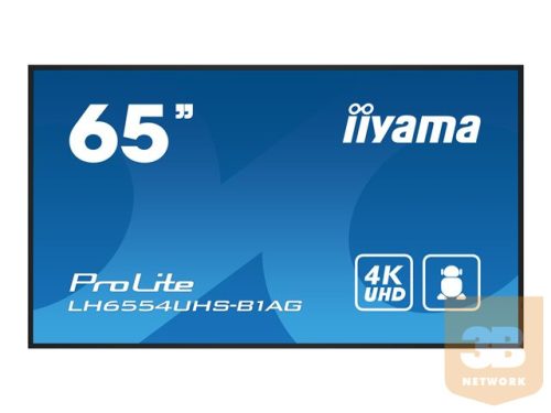 IIYAMA LH6554UHS-B1AG 65inch 3840x2160 UHD IPS panel Haze 25percent 500cd/m Landscape and Portrait Signal FailOver Speakers