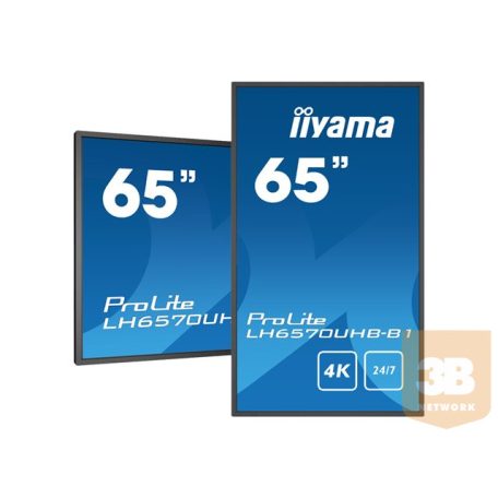 IIYAMA LH6570UHB-B1 65inch Super Slim 3840x2160 4K UHD VA panel 30mm depth 2xHDMI USB Media 700cd/m2 4000:1