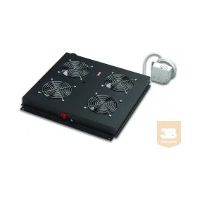   LANDE LN-FAN-THM-2FFS-BL Ventilátor egység Álló rack szekrényhez 2 ventilátor Termosztáttal RAL9005 fekete