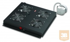 LANDE LN-FAN-THM-2FFS-BL Ventilátor egység Álló rack szekrényhez 2 ventilátor Termosztáttal RAL9005 fekete