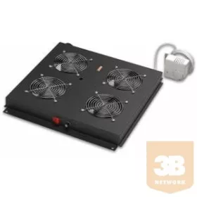   LANDE LN-FAN-THM-4FFS-BL Ventilátor egység Álló rack szekrényhez 4 ventilátor Termosztáttal RAL9005 fekete