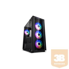   DeepCool Számítógépház - MATREXX 50 ADD-RGB 4F (fekete, ablakos, 4x12cm ventilátor, ATX, mATX, 1xUSB3.0, 2xUSB2.0)