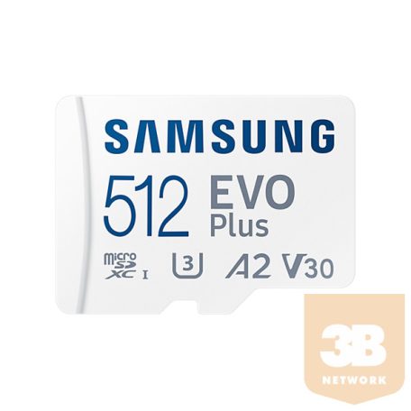 Samsung MicroSD kártya - 512GB MB-MC512KA/EU (EVOPLUS, UHS-I, R130, adapter, 512GB)