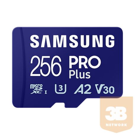 Samsung MicroSD kártya - 256GB MB-MD256SB/WW (PRO PLUS kártyaolvasóval, R180/W130, adapter, 256GB)