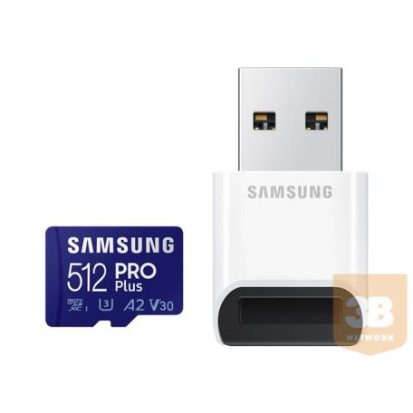 SAMSUNG PRO Plus 512GB microSDXC UHS-I U3 160MB/s Full HD 4K UHD memory card including USB card reader