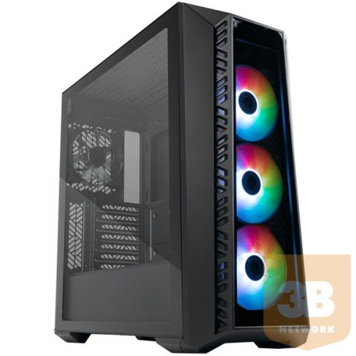 COOLER MASTER Ház Midi ATX MasterBox 520 Tápegység nélkül, Fekete Üvegfalú