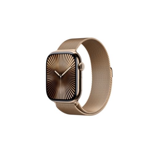 Apple Watch S10 Cellular 46mm Gold Titanium Case with Gold Milanese Loop - S/M