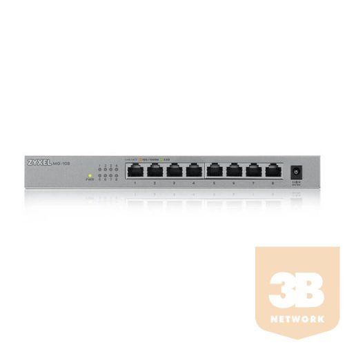 ZYXEL Switch 8x2500Mbps Fémházas Asztali, MG-108-ZZ0101F