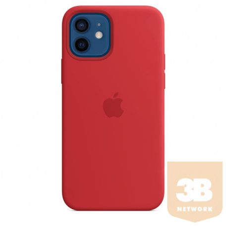 MOBIL Apple iPhone 12/12 Pro Magsafe rögzítésű szilikon tok - (PRODUCT)RED
