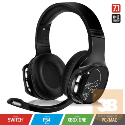 Spirit of Gamer Wireless Fejhallgató - MIC-XH1100 (MultiPlatform,7.1,mikrofon, hangerőszabályzó, nagy-párnás, fekete)