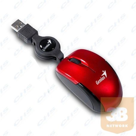 GENIUS Vezetékes egér optikai Micro Traveler USB Piros 1200dpi