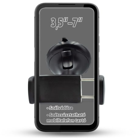 HADRON Autós Mobiltelefon Tartó. 3.5-7-es készülékekhez szélvédőre fekete
