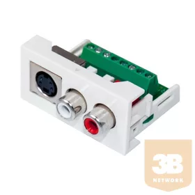   45 rendszer SV+2RCA modul RCA gyári csatlakozó (hang) Vörös fehér S Video gyári csatlakozó aljat sorkapocs 8pin 1modult foglal