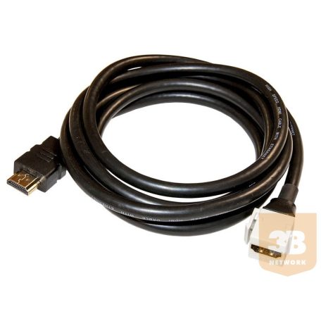 keystone foglalatú HDMI kábel toldó 2m 180°-os csatlakozóval oldalon gyári csatlakozóval HDMI 1.4 verzió csatlakozó aljzat MODD-..KEY..bepattintható