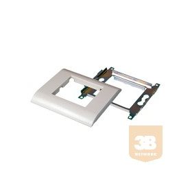   FALI KERET 45 rendszerhez, 2 modulhoz fém hordozókerettel üresen, sarkai szögletesek, külső keret fényes fehér