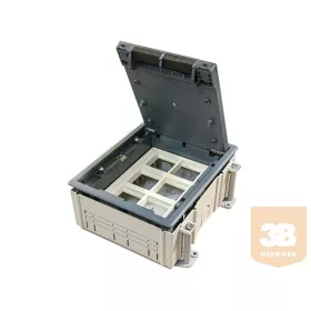   45-ös rendszerű padló doboz, 12 modulhoz, üresen panel méretei: 170x130 mm, padlódoboz méretei: 222x184x82 mm