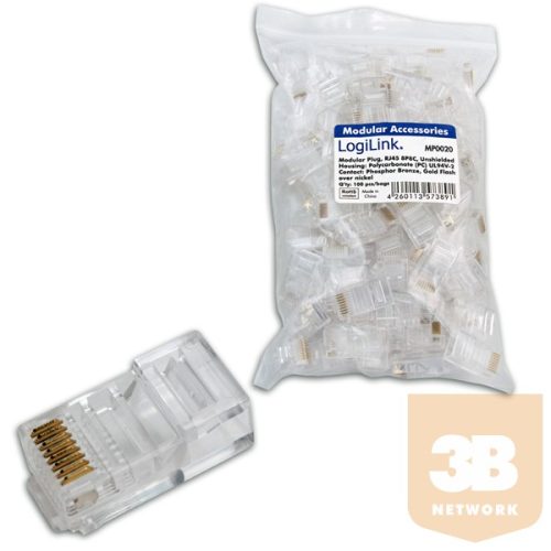 KAB LogiLink MP0020 RJ45 elemes csatlakozódugasz - 100db/cs