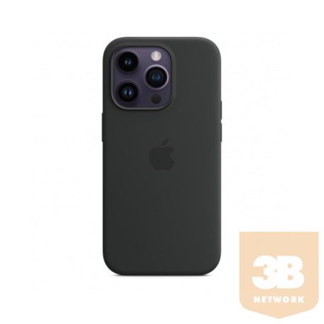 Apple iPhone 14 Pro MagSafe rögzítésű szilikontok - Éjfekete