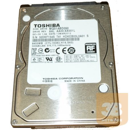 Toshiba notebook HDD 2.5" 500GB SATA-300 5400RPM 8MB ( MQ01ABD050 )