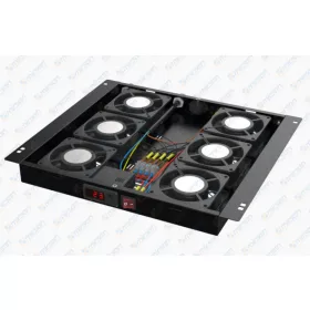   Ventilátor egység, digitális termosztáttal, 6 ventilátor, fekete, MIRSAN álló rack szekrényhez