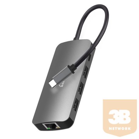 MEDIA-TECH USB-C HUB PRO 8in1 LAN, HDMI, kártyaolvasó, PD