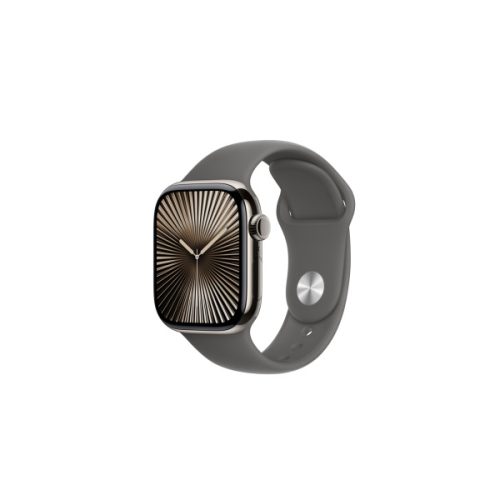 Apple Watch S10 Cellular 42mm Natural Titanium Case with Stone Grey Sport Band - S/M