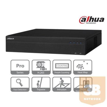 Dahua NVR Rögzítő - NVR5864-4KS2 (64 csatorna, H265, 320Mbps rögzítési sávszélesség, HDMI+VGA, 3xUSB, 8x Sata, I/O,Raid)
