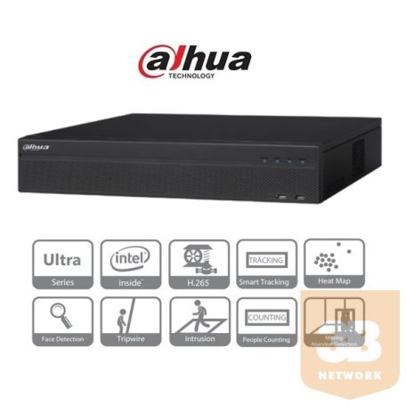 Dahua NVR Rögzítő - NVR608-32-4KS2 (32 csatorna, H265, 384Mbps rögzítés, HDMI+VGA, 2xRJ45, 4xUSB, 8xSata,eSata,I/O,Raid)
