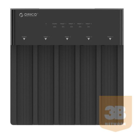 Orico HDD/SSD Dokkoló - 6558US3-C-EU (5x 2,5"/3,5" HDD/SSD -> USB-A, Max.: 16TB, fekete)
