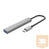 Orico USB3.0 Hub - AH-13-GY (4 port, Bemenet: USB-C, Kimenet: 1xUSB-A3.0, 3xUSB-A2.0, ezüst)