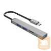 Orico USB3.0 Hub - AH-A12F-GY (4 port, Bemenet: USB-C, Kimenet: 1xUSB-A3.0+3xUSB-A2.0+TF kártyaolvasó, szürke)