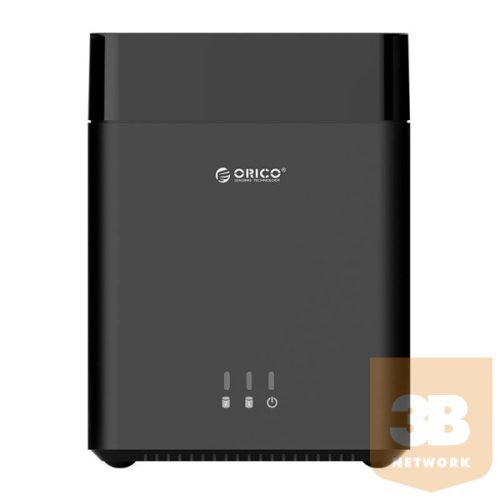 Orico Külső HDD tároló 3.5" - DS200C3-EU-BK (2 fiók, USB-C 3.1 Gen1, Max.: 2x16TB, fekete)