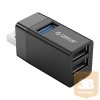 Orico USB3.0 Hub - MINI-U32-BK (2 port, Bemenet: USB-A, Kimenet: 2xUSB-A,  fekete)