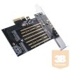 Orico PCI-E bővítőkártya - PDM2 (PCI-E 3.0 x4, Kimenet: M.2 NVMe, Max.: 2x 2TB, M-key/B-key)