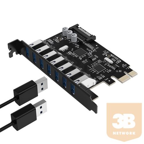 Orico PCI-E bővítőkártya - PVU3-7U (PCI-E x1, Kimenet: 7xUSB-A 3.0)