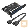 Orico PCI-E bővítőkártya - PVU3-7U (PCI-E x1, Kimenet: 7xUSB-A 3.0)