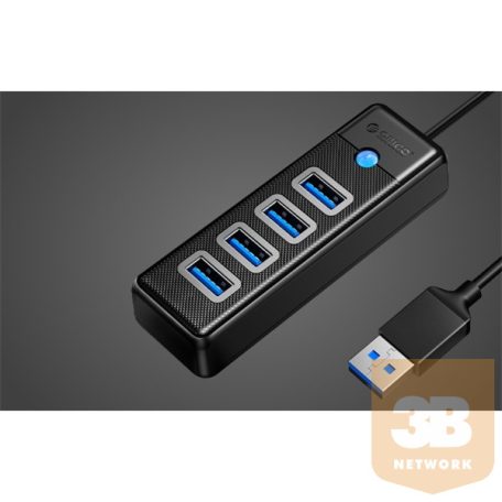 Orico USB3.0 Hub - PW4U-U3-015-BK (4 port, Bemenet: USB-A, Kimenet: 4xUSB-A 3.0, fekete)