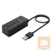 Orico USB2.0 Hub - W5P-U2-030-BK (4 port, Bemenet: USB-A, Kimenet: 4xUSB-A, fekete)